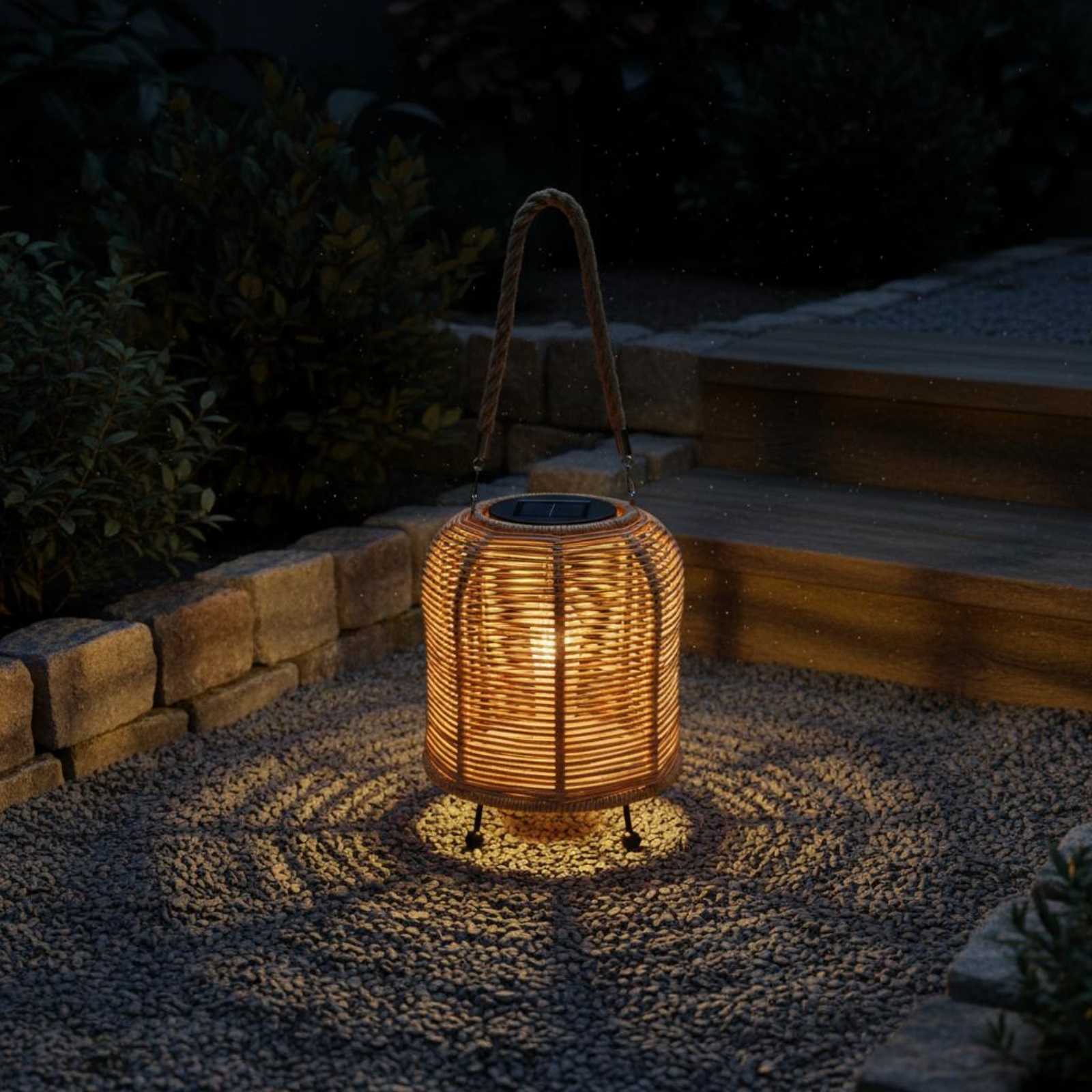 Solar Lantern Hanging - Handwoven Solar Lantern Braided Rope Handle