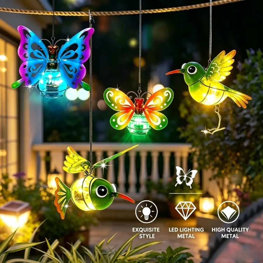 Solar Lantern Hanging - LED Solar-Powered Garden Hanging Light, Metal