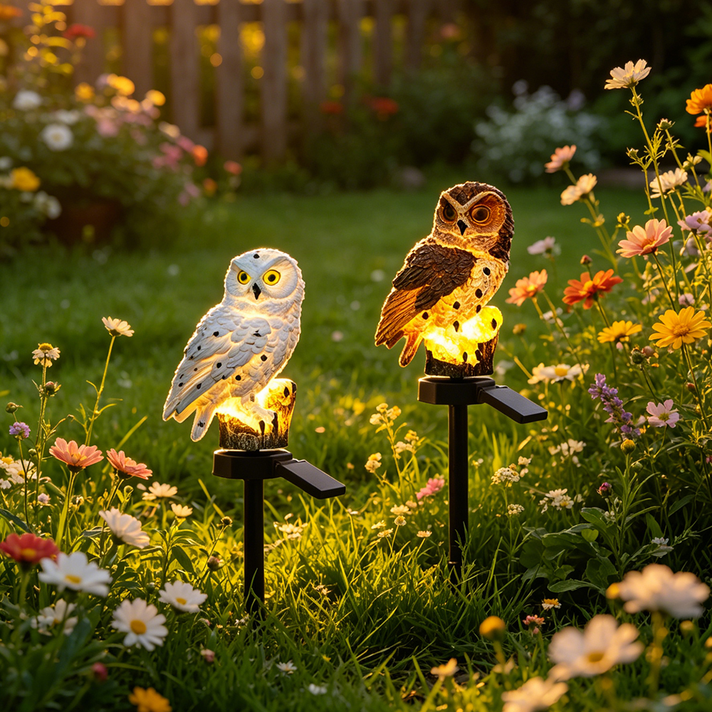 Landscape Spike Light - Owl Solar Light, Resin Owl Ground