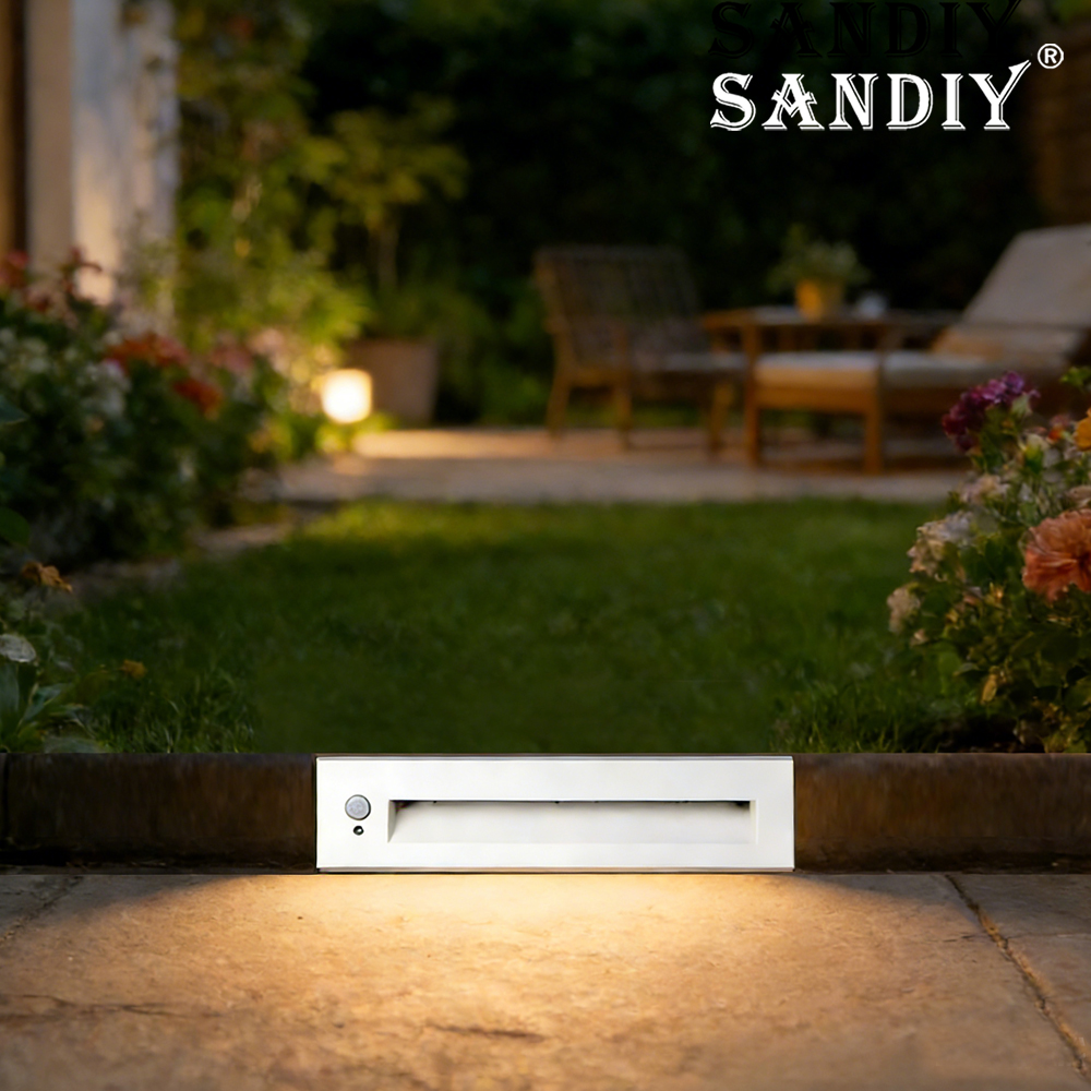 Outdoor Lighting Lux - SANDIY Recessed Stair Lights Motion Sensor