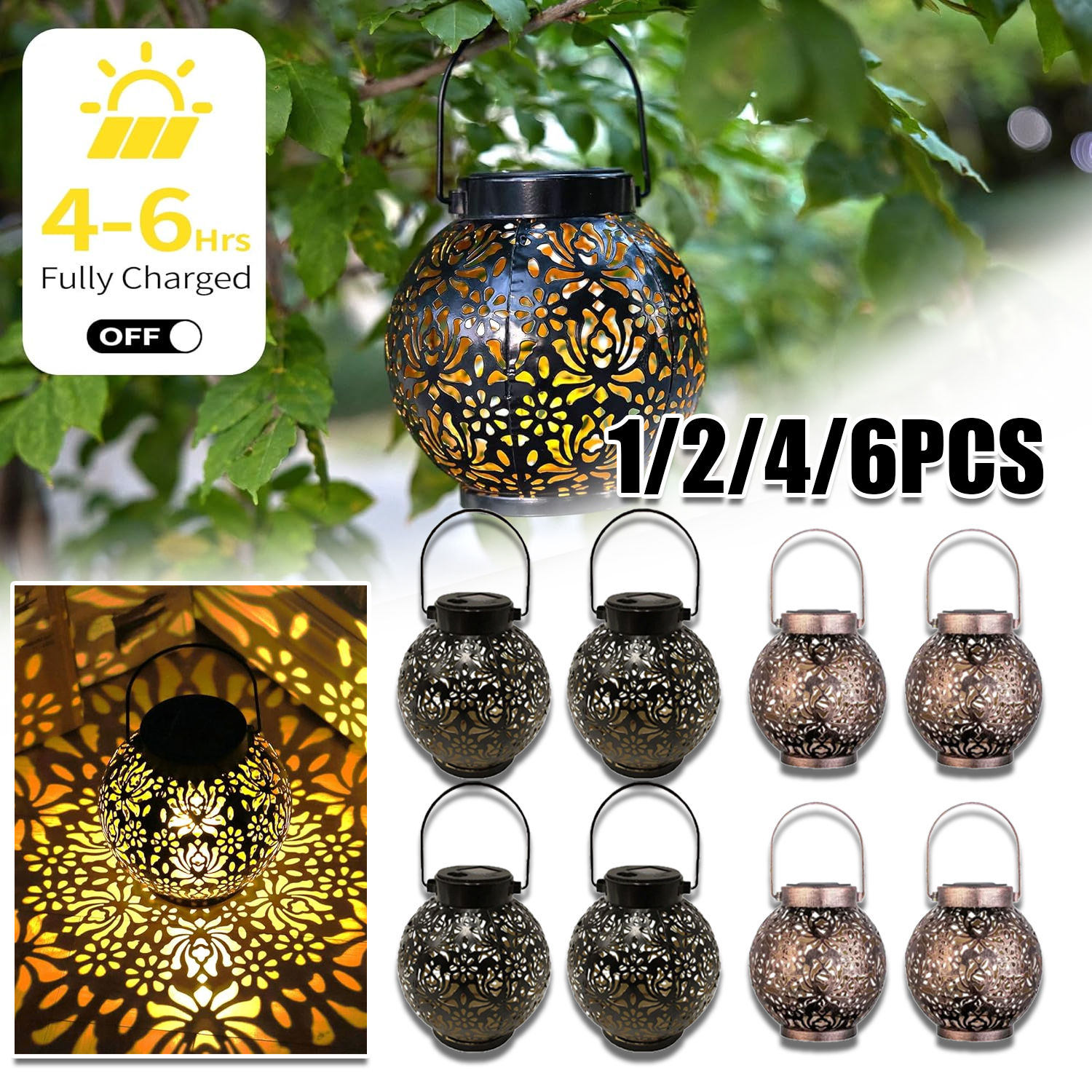 Solar Lantern Hanging - 1-6PCS Moroccan Solar Lanterns Outdoor Waterproof