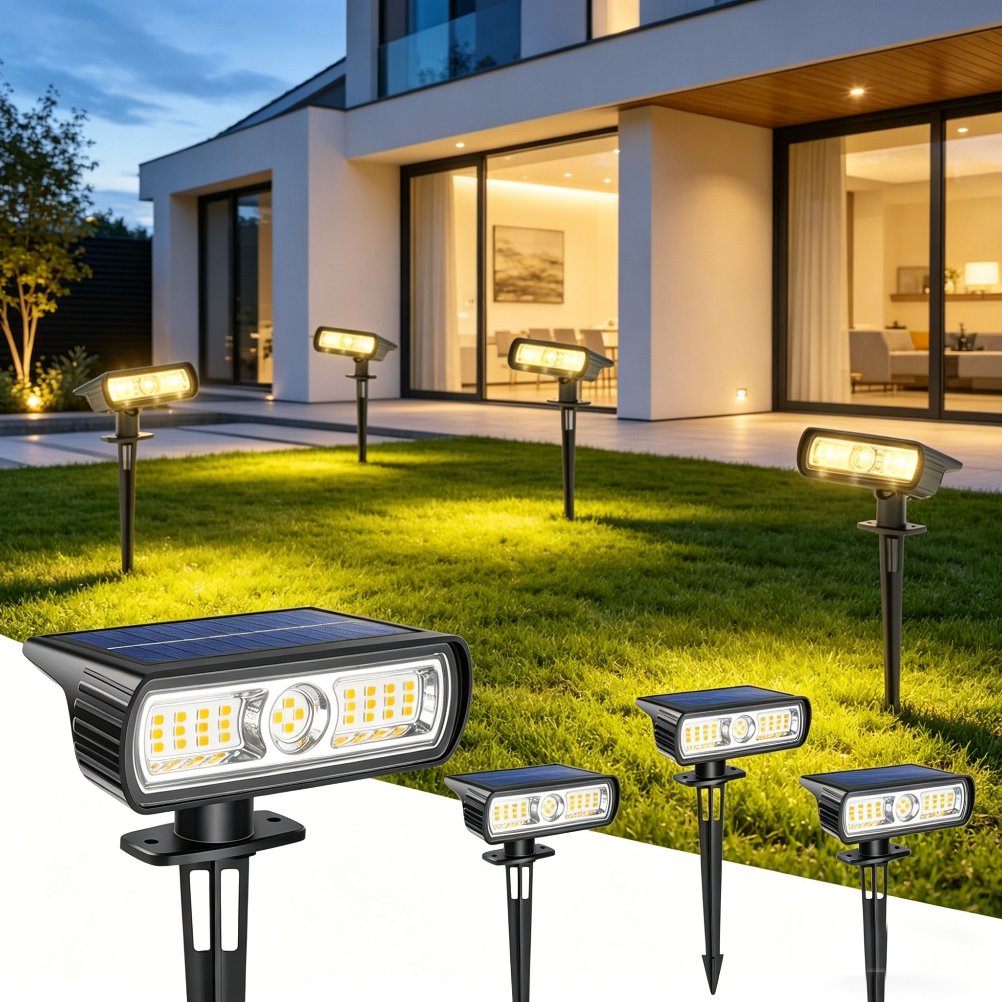 Outdoor Lighting Waterproof - 4 Pack Solar Landscape Spot Lights