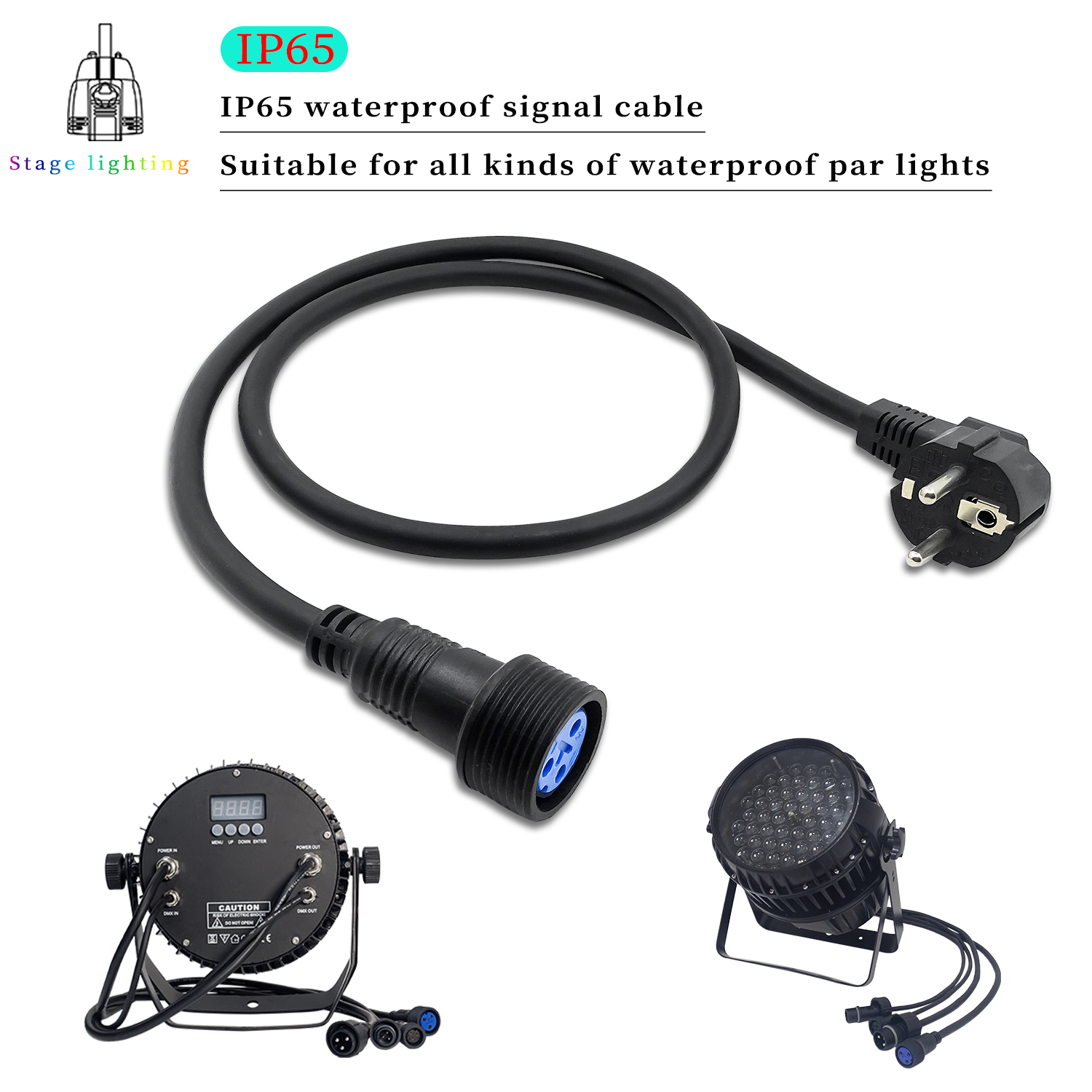 Outdoor Lighting Cable Uk - IP65 Waterproof Power Cord 3Pin 1m