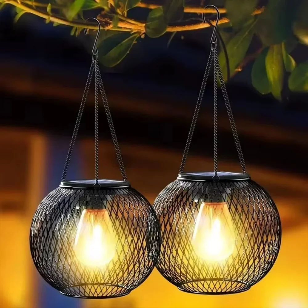 Solar Lantern Hanging - Solar Lantern Iron Art Outdoor Spherical