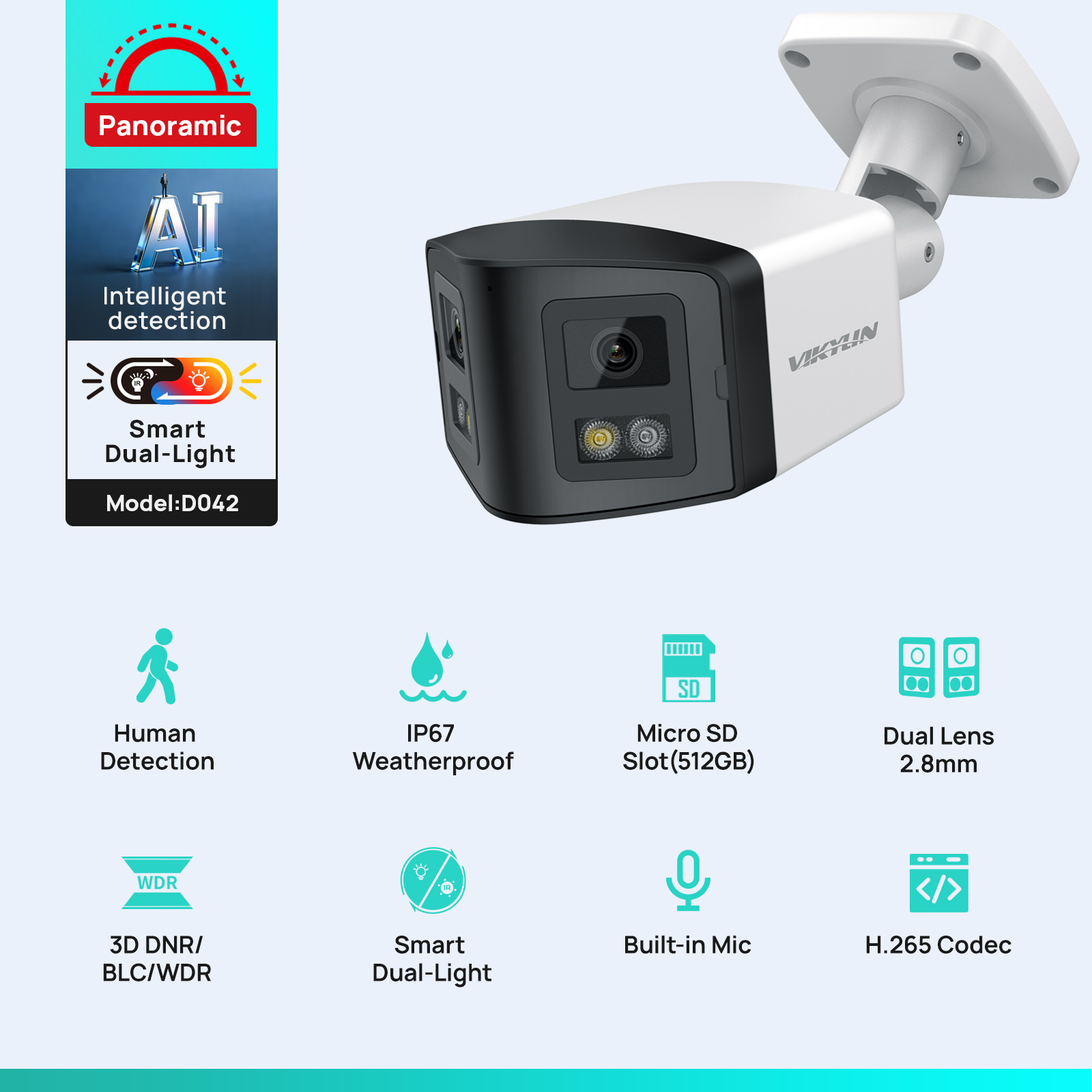 VIKYLIN 170° Panoramic Securit - Outdoor Lighting Mains Powered 评论和价格