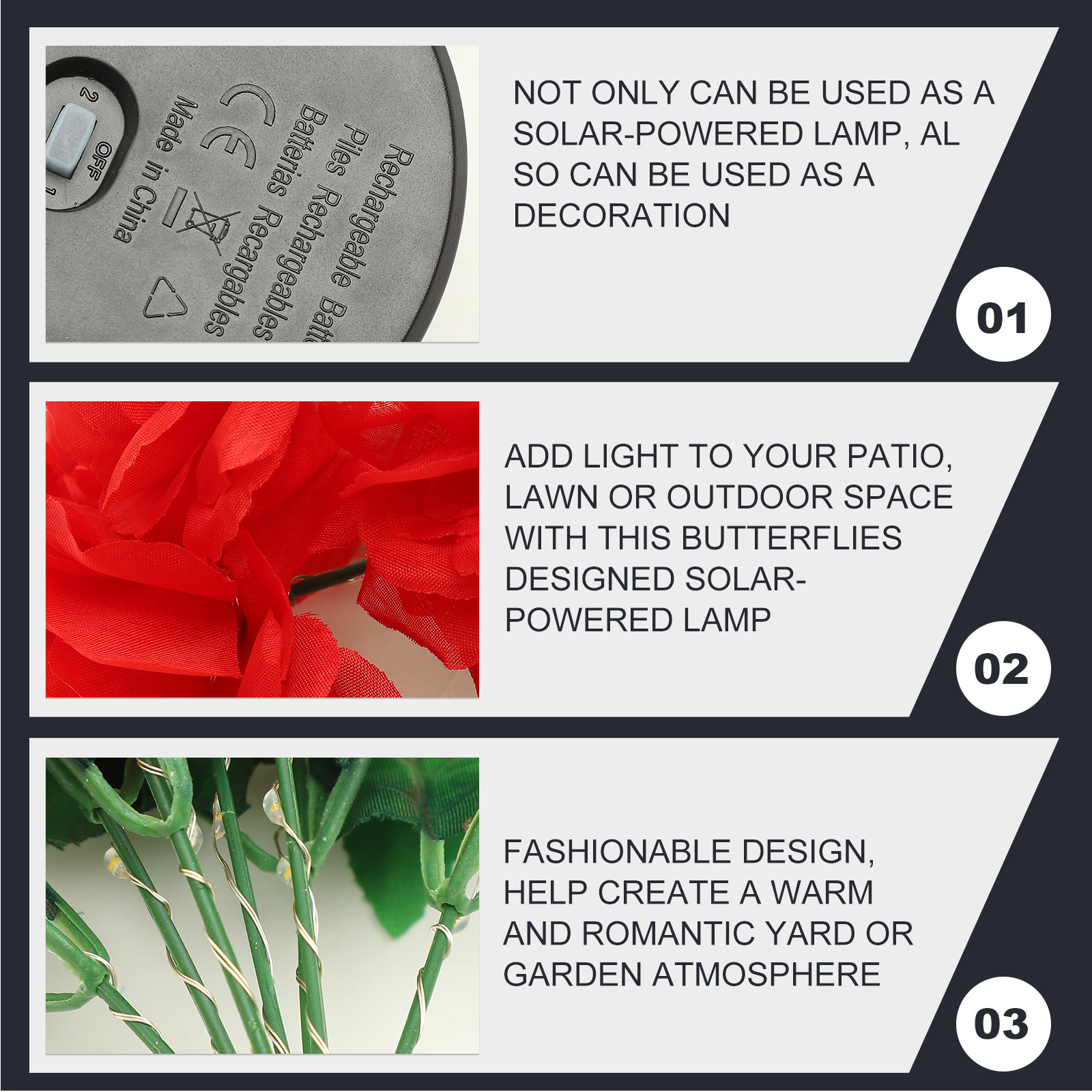 Solar Powered 7-Head Rose Flow - Outdoor Lighting Yard Decoration 评论和价格