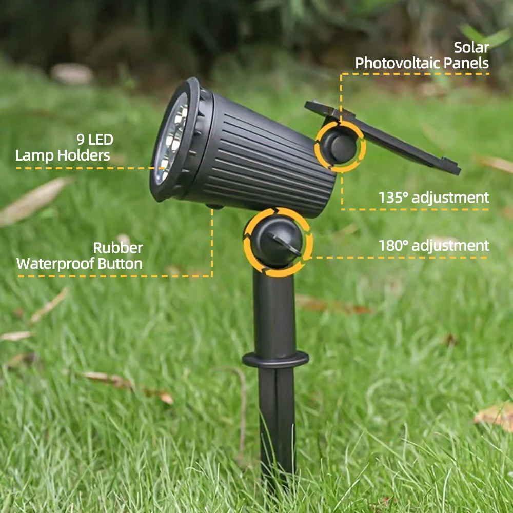 1/2PCS Solar Powered 9LED Lamp - Landscape Spike Light 评论和价格