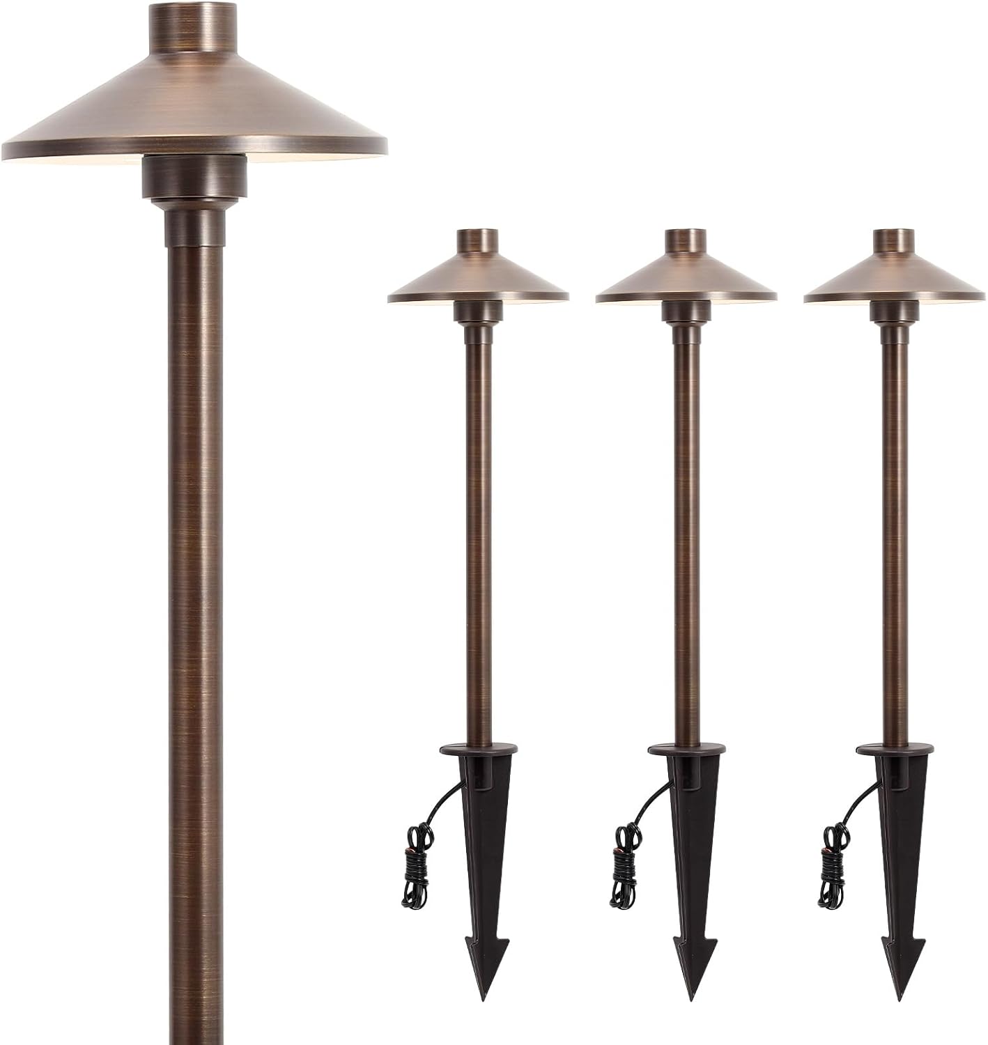 4 Pack Solid Brass Low Voltage - Wired Pathway Light 评论和价格