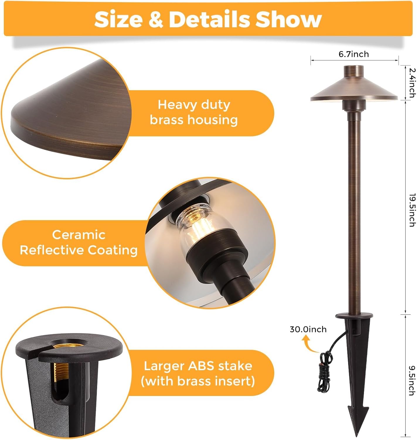 4 Pack Solid Brass Low Voltage - Wired Pathway Light 评论和价格