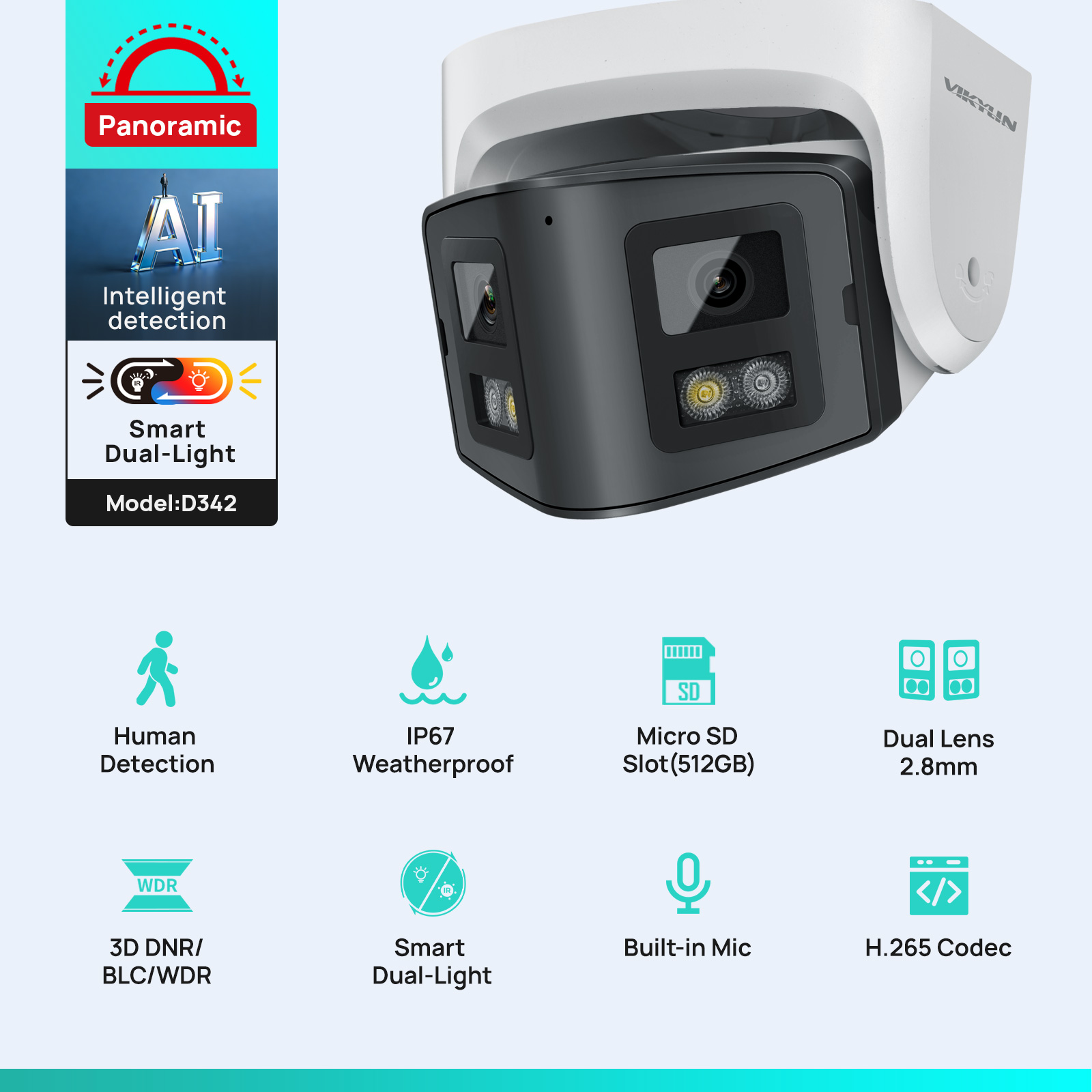 Vikylin Panoramic Dual Lens Sm - Outdoor Lighting Mains Powered 评论和价格