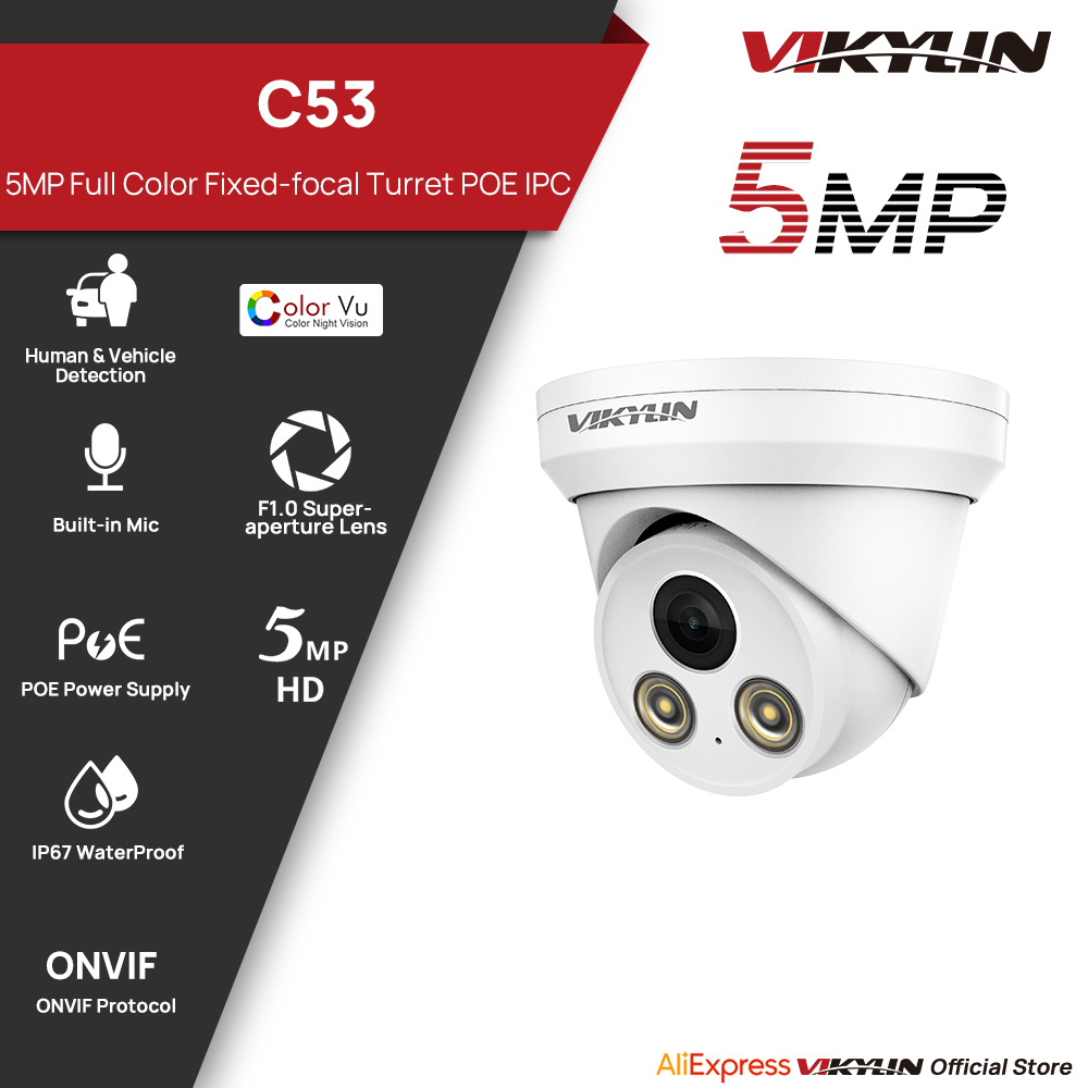 VIKYLIN 5MP Full Color IP Came - Outdoor Lighting Mains Powered 评论和价格