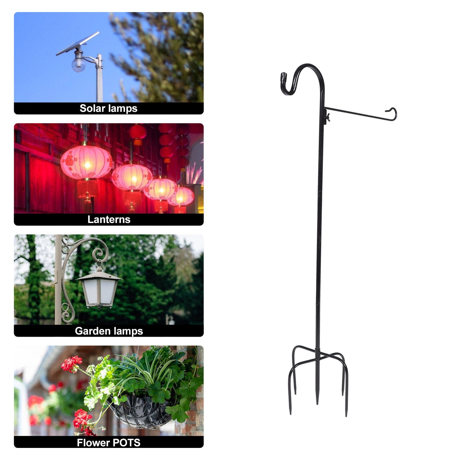 Shepherd Hook for Outdoor Gard - Solar Lantern Hanging 评论和价格