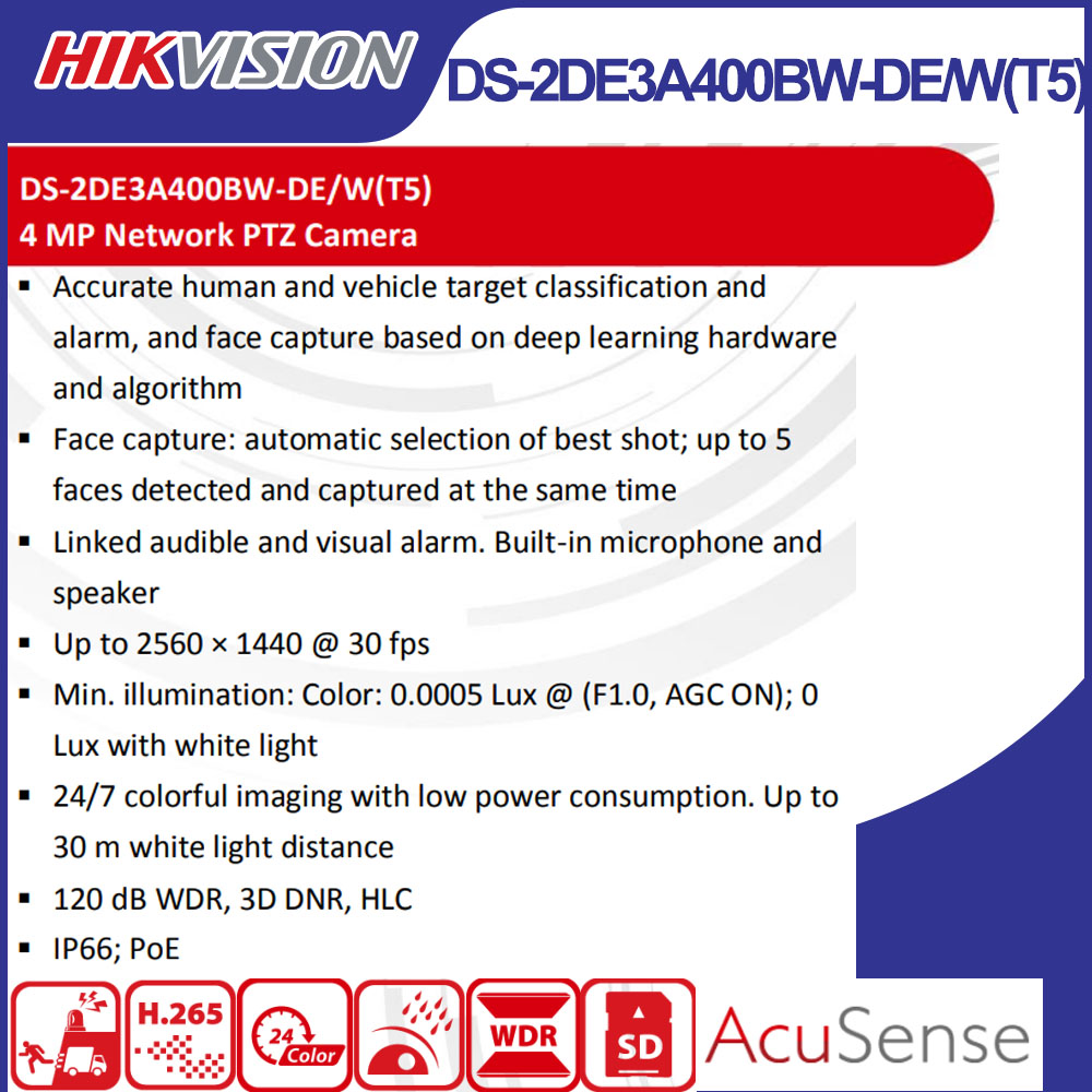 Hikvision DS-2DE3A400BW-DE/W(T - Outdoor Lighting Mains Powered 评论和价格