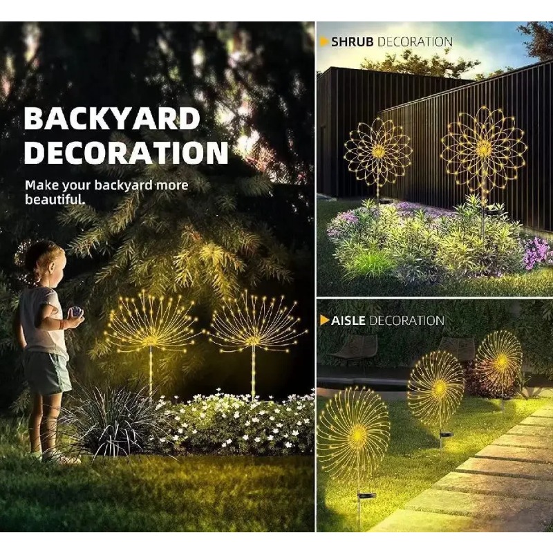 Solar Firework Lamp Copper Wir - Wired Pathway Light 评论和价格