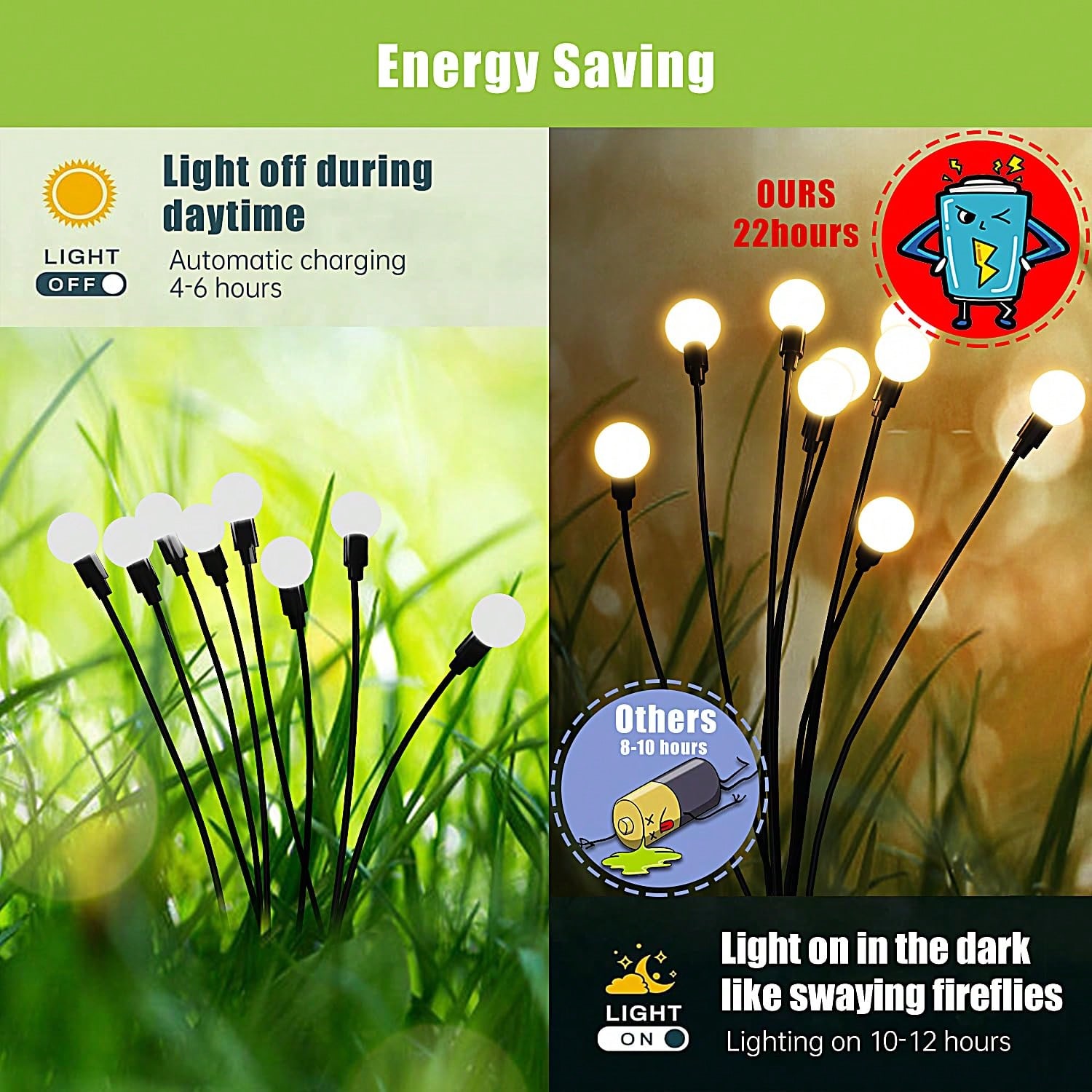 8 LED Swaying Solar Firefly Ga - Wired Pathway Light 评论和价格