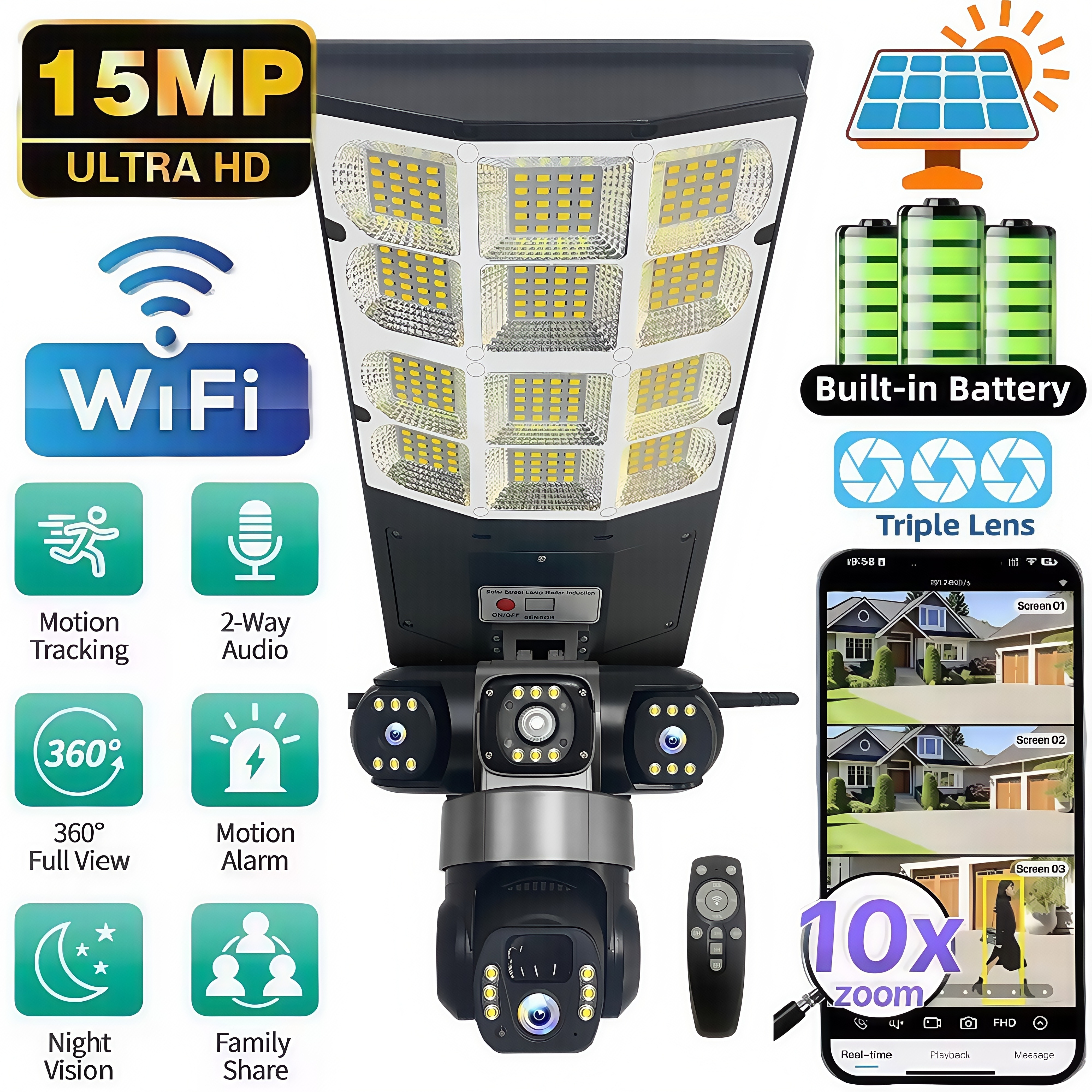 Solar WIFI Street Light HD Cam - Outdoor Lighting Mains Powered 评论和价格