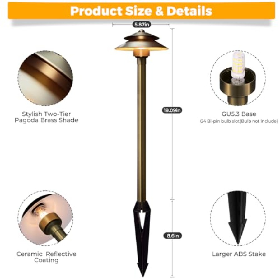 Solid Brass Low Voltage Landsc - Wired Pathway Light 评论和价格