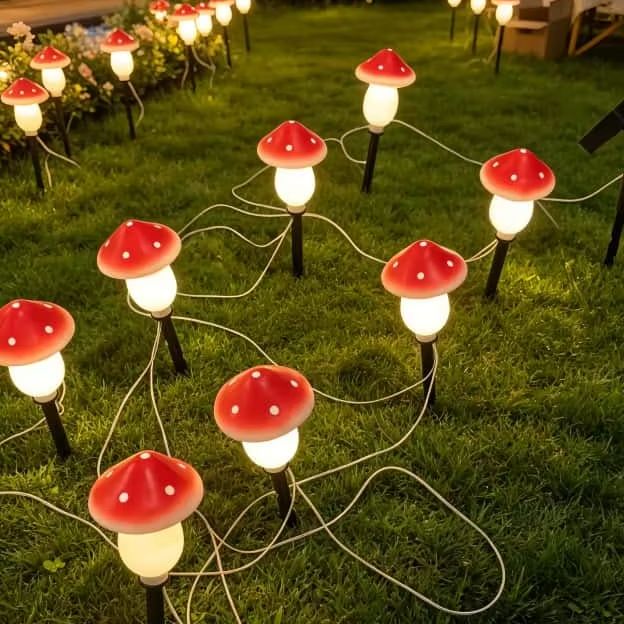 Solar Mushroom String Lights W - Outdoor Lighting Yard Decoration 评论和价格