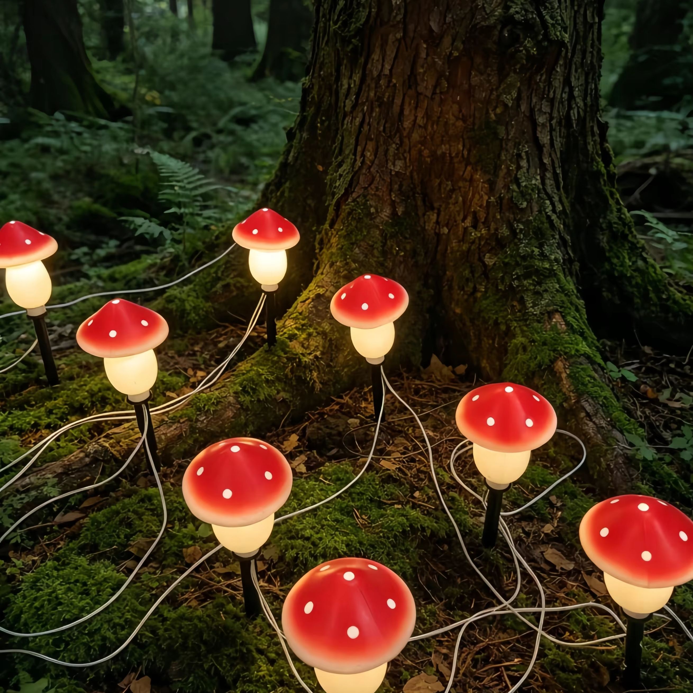 Solar Mushroom String Lights W - Outdoor Lighting Yard Decoration 评论和价格